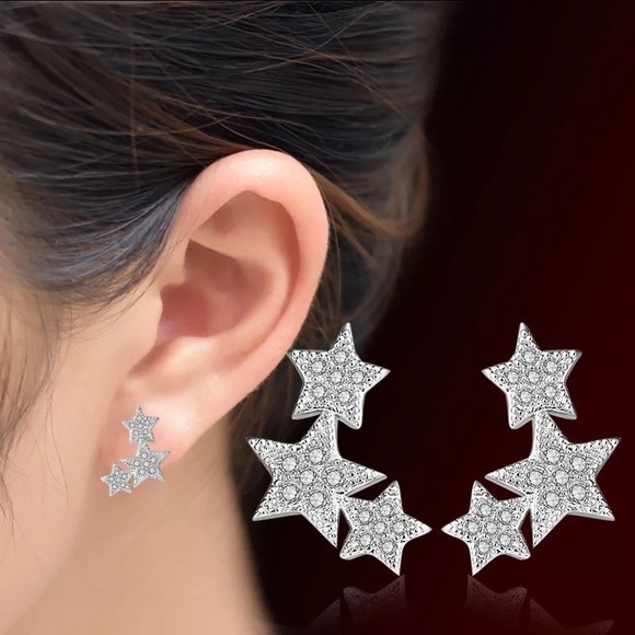 Jewelry - New 925 Sterling Silver 3 stars earrings